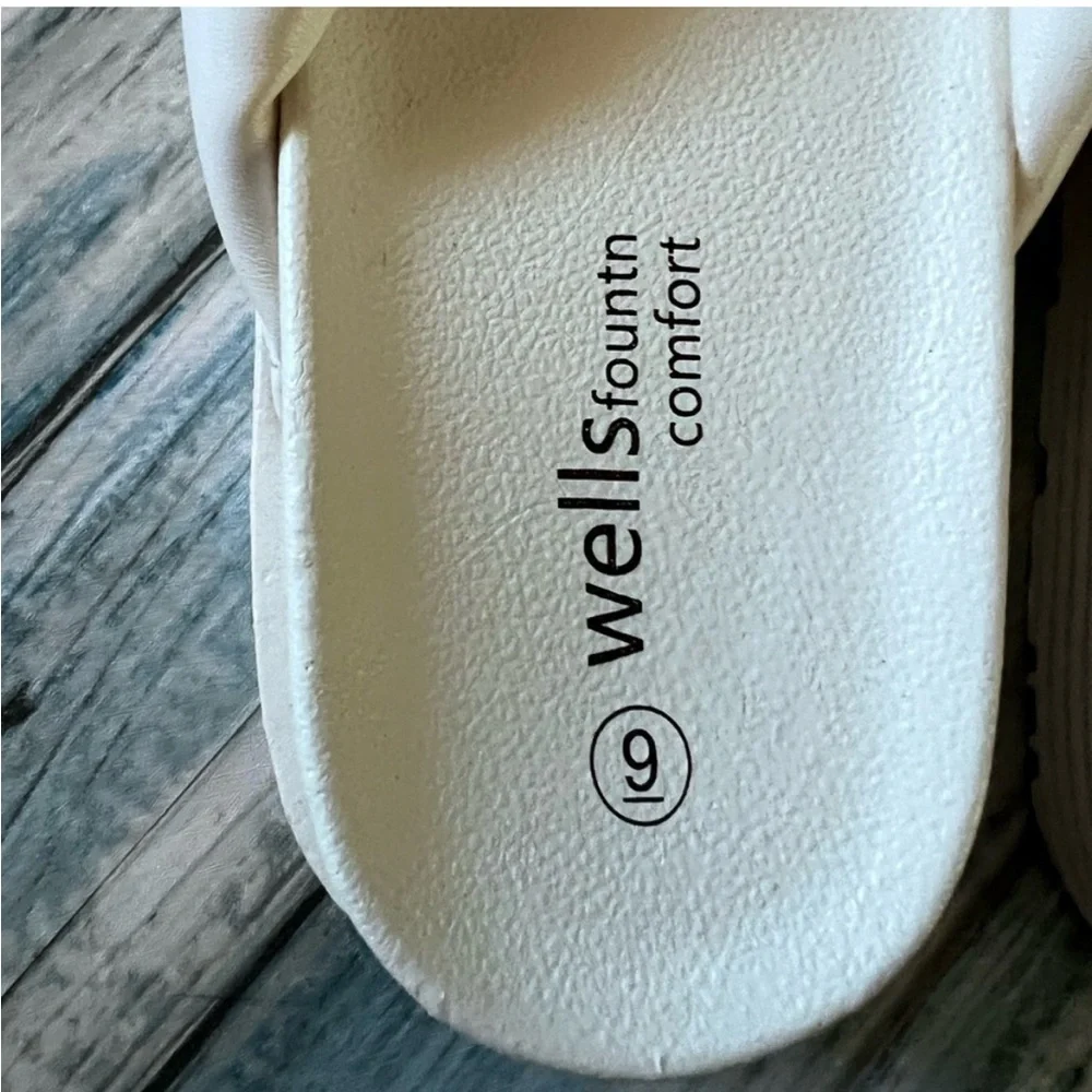 wellsfountn comfort slides white knot top size ladies 9